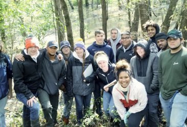 wildlife ecology club students in forest